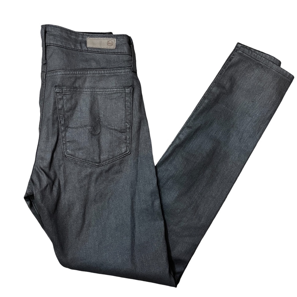 AG Adriano Goldschmied 28R The Farrah Skinny Shiny Black High RIse Pockets